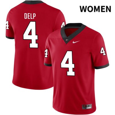 Women's Georgia Bulldogs NCAA #4 Oscar Delp Nike Stitched Red NIL 2022 Authentic College Football Jersey PUH8754AP